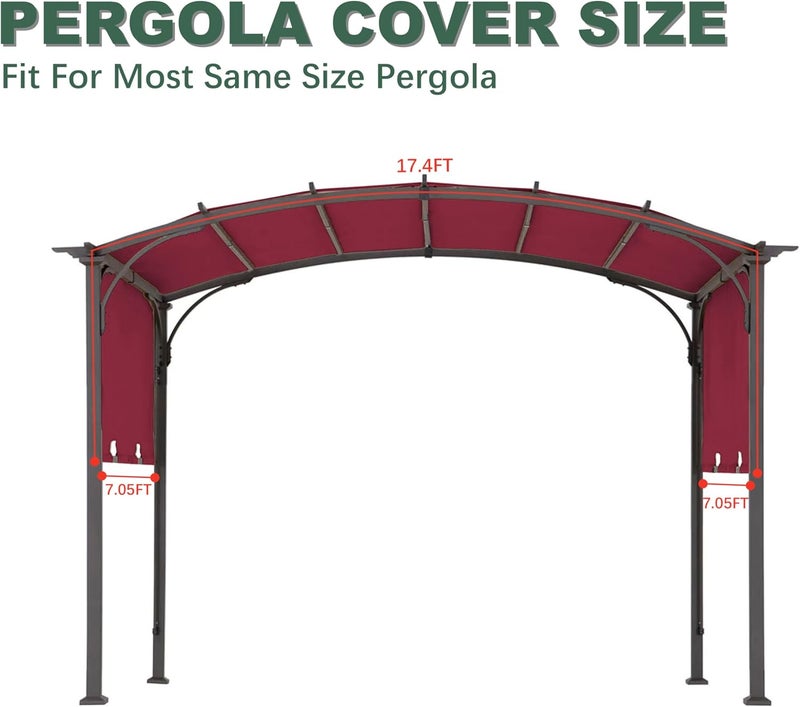 SCOMANAGE 85''x 208'' Universal Doubleton Steel Pergola Replacement Cover for Pergola L-PG080PST, (Burgundy) - Image 4